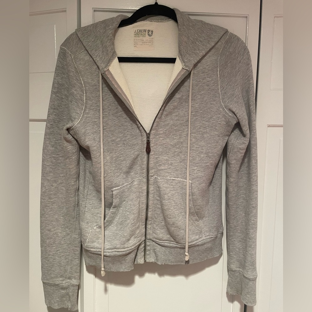 J Crew “vintage terry” gray zip-up hoodie - size Medium